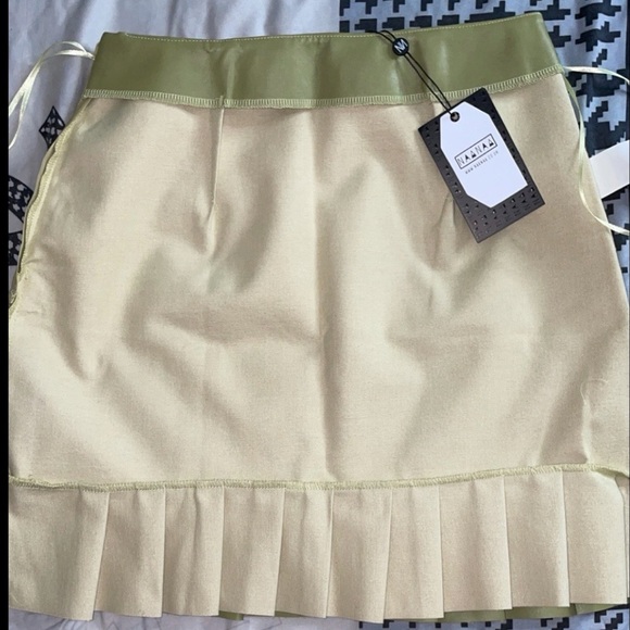 NEW NaaNaa - NEVER WORN‼️ Olive Khaki Frill Peplum Faux Leather Skirt US SIZE 4 - Picture 12 of 13